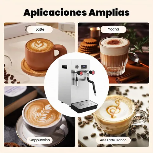 Vista 8 de Espumador de leche multiusos comercial 8L Máquina de espuma de agua hirviendo de vapor completamente automática, pantalla LCD para café expreso
