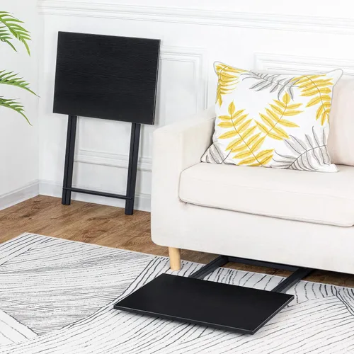 Vista 5 de HOOBRO - Mesa de Bandeja Plegable para TV, Mesa de Aperitivos Estable para Espacio Pequeño, Mesa Lateral de Sofá Portátil, Fácil Montaje