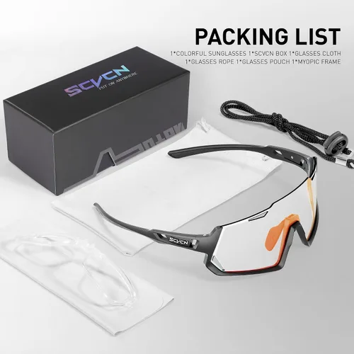 Vista 6 de SCVCN Gafas de ciclismo fotocromáticas Gafas de sol deportivas transparentes hombres mujeres MTB BMX Running Driving