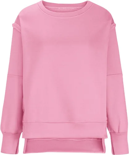 Vista 5 de KICILVS Sudadera de gran tamaño para mujer, cuello redondo, manga larga, casual, con abertura, holgada, ropa de otoño 2023 a la moda