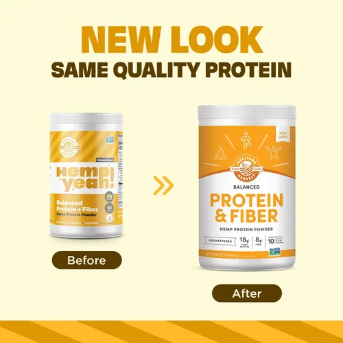 Vista 2 de Manitoba Harvest Proteína equilibrada y polvo de fibra, sin azúcar, 16 oz