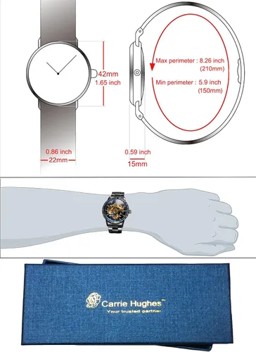 Vista 6 de Carrie Hughes Mens Steampunk Photochromic-Mirror Stainless Steel Automatic Watch 98226