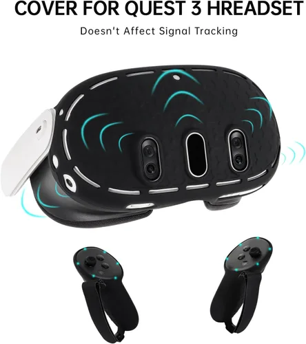 Vista 6 de Compatible with Meta Quest 3 Accessories, Quest 3 Silicone face Cover, VR Shell Cover,Quest 3 Touch Controller Grips Cover,Protective Lens Cover