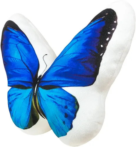 Vista 2 de JWH Almohada decorativa de mariposa 3D, almohada de animales estética, de peluche, funda de almohada con estampado de bonito cojín para cama, sofá