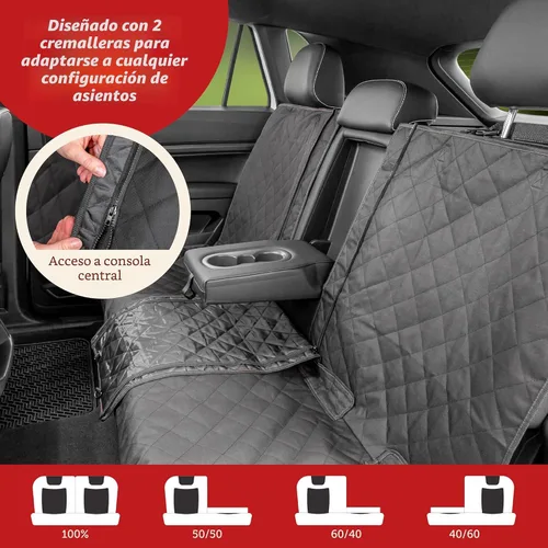 Vista 5 de Lusso Gear Funda de asiento de coche para perro, impermeable, antideslizante, protector de asiento trasero de automóvil, funda de asiento trasero