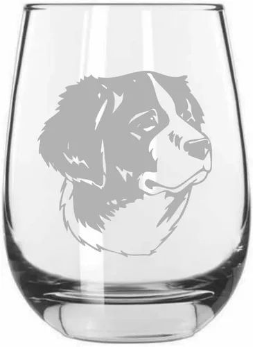 Vista 273 de Shar Pei (chino) - Vaso de vino sin tallo grabado para perro, 15.25 onzas