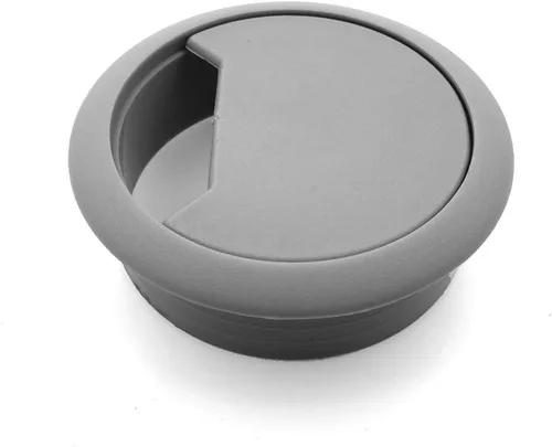 Vista 2 de Modket M4327-51-GRY - Cubierta de agujero organizador de cables de computadora para computadora, 2 pulgadas, ojal de plástico gris para escritorio
