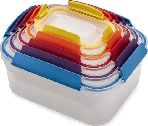 Vista 8 de Joseph Joseph Nest Lock - Juego de 8 recipientes redondos de plástico sin BPA con tapas herméticas a prueba de fugas, multicolor Azul