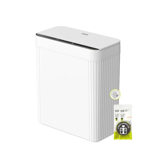 Vista 12 de EKO Astro Slim Basurero con sensor, 10L / 2.6 galones, papelera sin contacto con tapa de mariposa de cierre suave, papelera de acero inoxidable