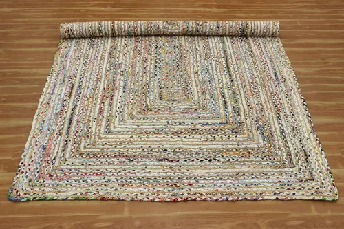 Vista 90 de Natural Jute Collection - Alfombra rectangular de 2 x 3 pies, alfombra de yute trenzada a cuadros multicolor de 0.27 pulgadas de grosor, ideal