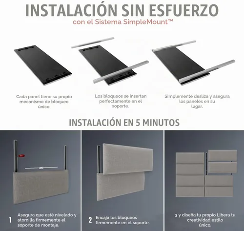 Vista 6 de Vänt - Paneles tapizados de cabecera para montar en la pared, diseño Elizabeth, 120 x 46 pulgadas, configuración de 16 paneles individuales