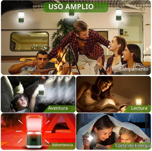 Vista 6 de Linterna de camping portátil recargable de 4 pulgadas, linterna de luces LED de camping de 2000 lm con luz roja y 20 horas de funcionamiento