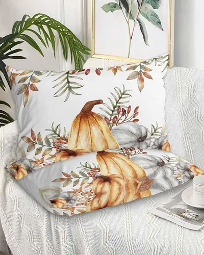 Vista 2 de Fundas de almohada de Acción de Gracias, tamaño Queen, 2 paquetes de fundas de almohada suaves para sofá, sofá de cuerpo largo, funda de cojín