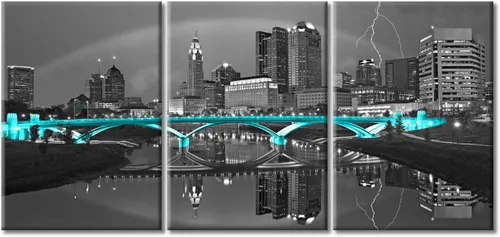 Vista 42 de TUMOVO Arte de pared en blanco y negro con paisaje urbano de Nueva York, decoración de pared de horizonte de Nueva York para sala de estar, puente