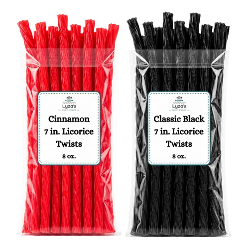 Vista 5 de Licorice Lovers Candy Bundle - Pack of 8 - Old Fashioned Jumbo 7 in. Licorice Twists - Assorted Flavors - 8 oz. Bags