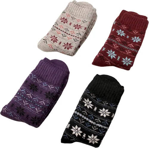 Vista 2 de 4 pares de calcetines de lana de moda para mujer de invierno atlético para senderismo mediados de pantorrilla