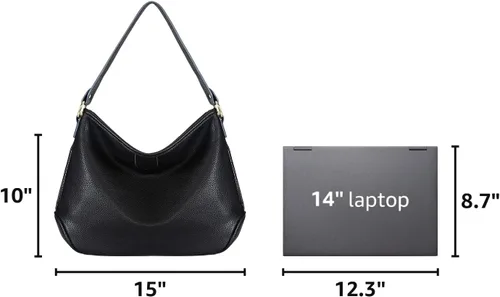 Vista 2 de Medium Women Shoulder Bag Casual Hobo Purses Daily Handbag for Everyday Use *Negro sólido