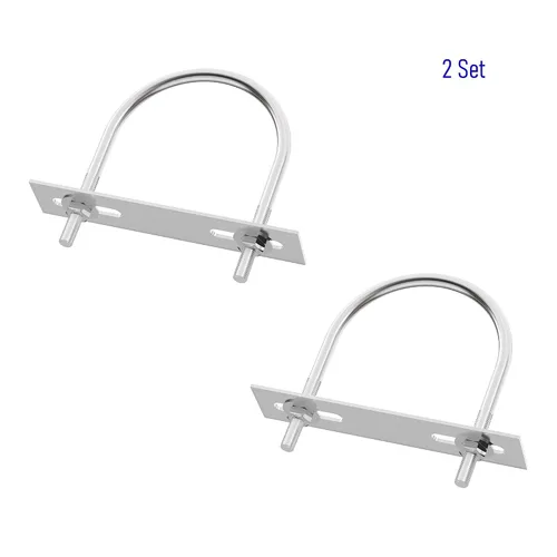 Vista 4 de 2 juegos de pernos en U redondos de acero inoxidable 304 de 0.98 pulgadas de ancho interior de 2.2 pulgadas de longitud M10 con tuercas, placa