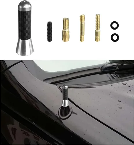 Vista 13 de Dickno Antena corta para automóvil, antena de radio de aluminio de 1.37 pulgadas, repuesto de mástil, antena de recepción de radio AM/FM automática