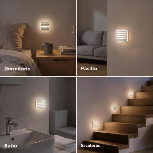 Vista 6 de EverBrite Luces nocturnas con sensor de movimiento, luz LED suave y cálida, funciona con pilas, luz nocturna autoadhesiva para dormitorio, baño