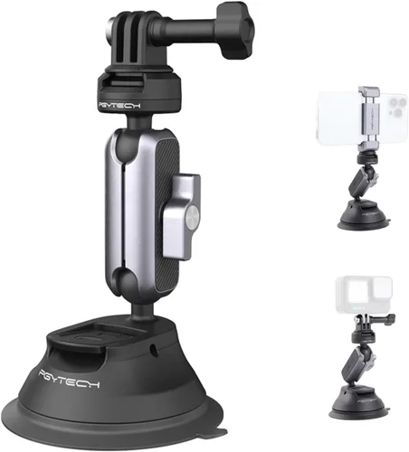 Vista 10 de PGYTECH CapLock - Soporte de triple succión compatible con DJI OSMO Action 4/3/2, Gopro Hero 11/10/9/8 con adaptador de rosca estándar de 1/4"-20