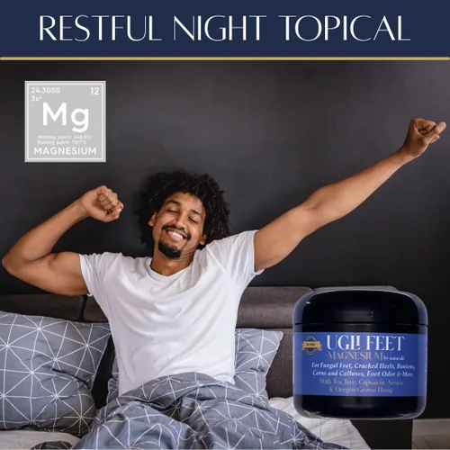 Vista 4 de Ugli Pies + Magnesio de Naturulz con árbol de té, capsaicina y árnica. Exfoliante calmante de magnesio para pies Fórmula 'NO JUNK' rica en magnesio