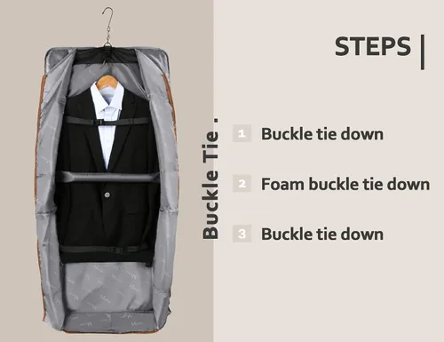 Vista 2 de MATEIN Bolsas de ropa de mano para viajes, bolsa de traje con correa de hombro ajustable desmontable, bolsa de equipaje plegable impermeable