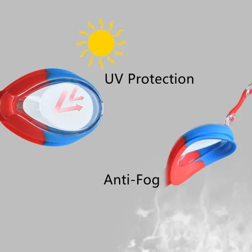 Vista 6 de Hually Gafas de natación para niños, gafas de natación sin fugas para niños, fáciles de ajustar, gafas de natación antivaho anti-UV para niños