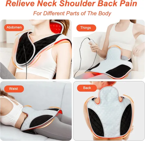 Vista 2 de Terapia de luz roja para cuello y hombros 3-en-1 con perla LED de 660nm y 850nm, cinturón de terapia de luz infrarroja para cuello, cintura
