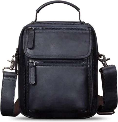 Vista 2 de IVTG Bolso de mensajero de cuero genuino para hombre, bolso bandolera bandolera para trabajo, negocios