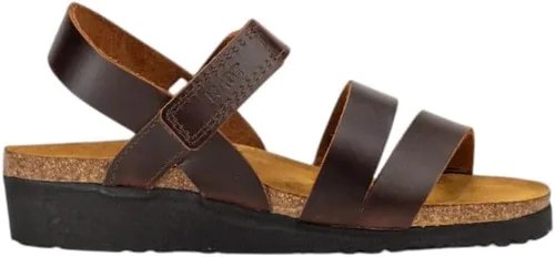 Vista 12 de Naot Kayla sandalia con taco de cuña para mujer Piel de lagarto beige