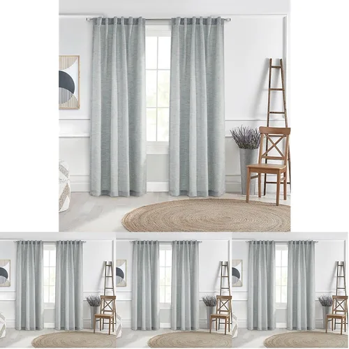Vista 10 de Loft Living Davos Textered Jacquard - Cortina de doble cabezal de 52 x 84 pulgadas, color blanco roto