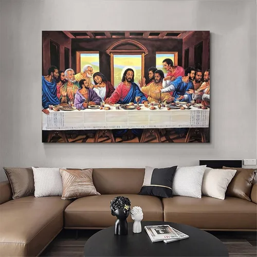 Vista 4 de Póster artístico de la última cena de Jesucristo y arte de pared, póster moderno para decoración de dormitorio familiar, 16 x 24 pulgadas