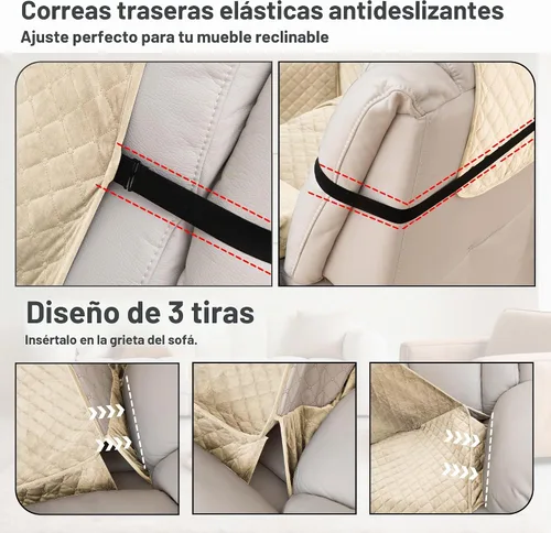 Vista 6 de Fundas para Sofá Seccional Reclinable 100% Impermeables de Terciopelo en Forma de L Fundas para Sofá Reclinable para Perros y Mascotas Lavables
