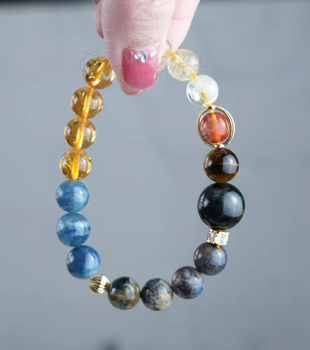 Vista 168 de Precious Gemstone Natural Crystal Healing Bracelet, Rutilated Quartz, Moonstone, Quartz Handmade Original Design Bracelet