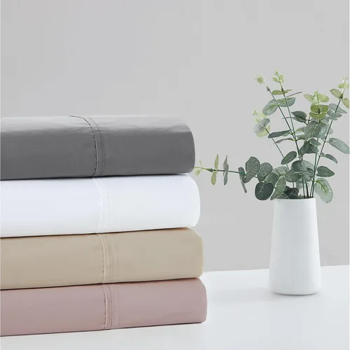 Vista 3 de Vince Camuto Fundas de almohada 100% algodón percal de 400 hilos, 2 piezas, color liso, 100% algodón, para hombres y mujeres, certificado Oeko-TEX