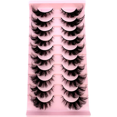 Vista 34 de Nuevas 10 Pares de Pestañas de Visón 3D Pestañas Postizas Hechas a Mano Pestañas Largas Esponjosas y Voluminosas Naturales Herramientas