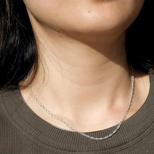 Vista 3 de LeCalla Collar de cadena ajustable de plata de ley 925, collar de cadena bolo deslizante para mujer, 24 pulgadas