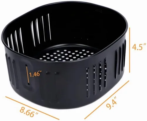 Vista 3 de Cesta de repuesto para freidora de aire para Power XL de 5.3 cuartos de galón, accesorios para freidora de aire para Gowise USA 5.8QT, cesta