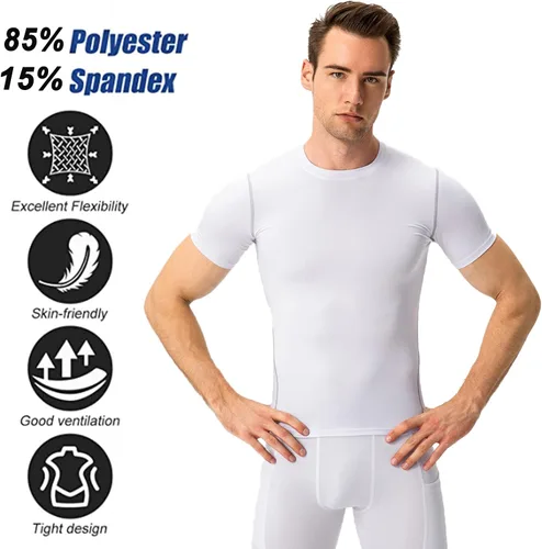 Vista 3 de SPVISE - Juego de 1 o 2 camisetas de compresión para hombre, de manga corta, para entrenamiento atlético, top para correr, camiseta fresca y activa