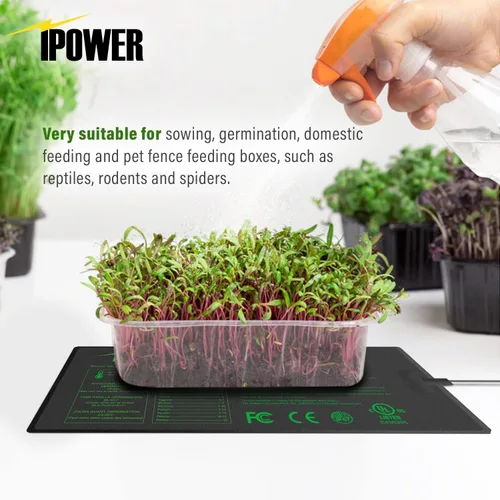 Vista 2 de iPower Alfombrilla térmica de siembra de 10 x 20.75 pulgadas, película de carbono mejorada, cálida, impermeable, para interiores, germinación