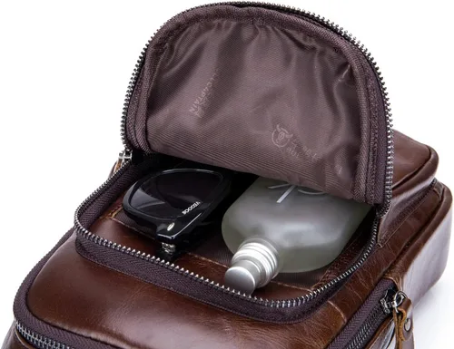 Vista 6 de Bolso de cuero genuino de los hombres del bolso de hombro de la mochila al aire libre casual Crossbody