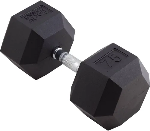 Vista 16 de Body Sport Mancuerna hexagonal con revestimiento de goma, individual – Mancuernas para ejercicios – Equipo de entrenamiento de fuerza – Accesorios