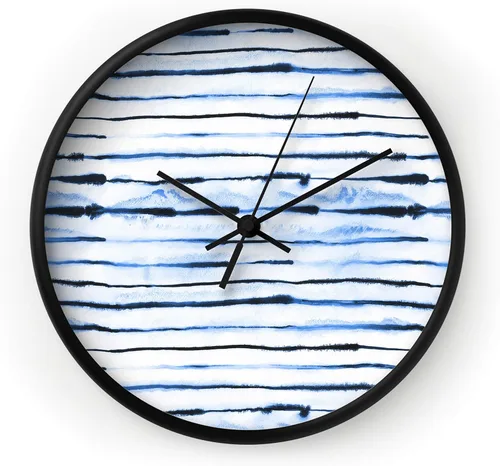 Vista 5 de Deny Designs Cayenablanca Reloj de pared, marco negro, agujas negras, olas de playa