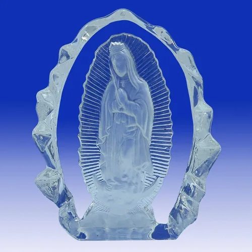 Vista 7 de Estatua de cristal de la Virgen de Guadalupe de 5 pulgadas, figura religiosa de cristal religioso de la Virgen María, regalos católicos