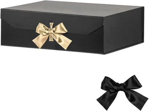 Vista 33 de GoooodGift Caja de regalo negra para regalos de 10 x 7.3 x 3.5 pulgadas, caja decorativa con cinta, caja de regalo vacía con tapa cierre magnético