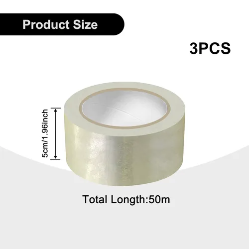 Vista 2 de 3 rollos de cinta de embalaje transparente, 1.8 pulgadas de ancho x 55 yardas por rollo para cinta de embalaje resistente para cajas de mudanza