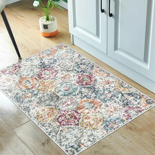 Vista 59 de Lahome - Alfombra marroquí antideslizante y lavable, pequeña alfombra oriental para dormitorio, cocina, entrada, baño, entrada, 61 x 91 cm, crema