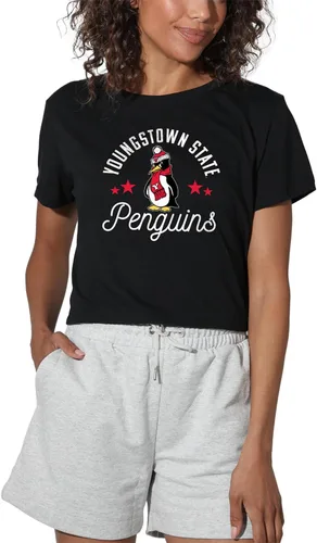 Vista 120 de Colección oficial de camisetas con diseño de mascota desgastada para mujer, color negro Grizzlies del estado de Adams
