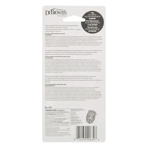 Vista 9 de Dr. Brown's Tapones de almacenamiento/viaje estrechos para biberones anticólicos Options+ para bebé, se ajusta a 8 oz/250 mL y 4 oz/120 mL, sin BPA